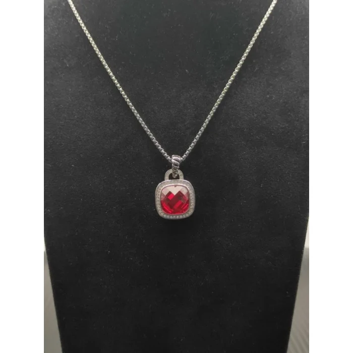 David Yurman 14mm Square Red Diamond Necklace