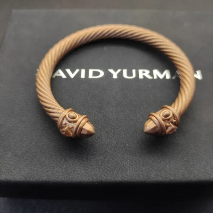 David Yurman 7mm Brown Colorful Enamel Cuff Bracelet, Fits Wrist Size 16cm - 20cm