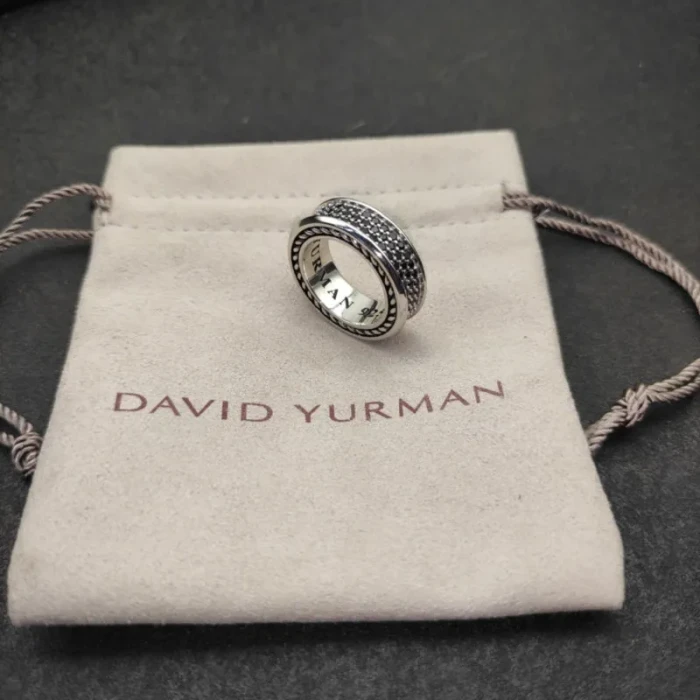 David Yurman 8.5mm Twisted Cable Full Pavé Black Diamond Ring