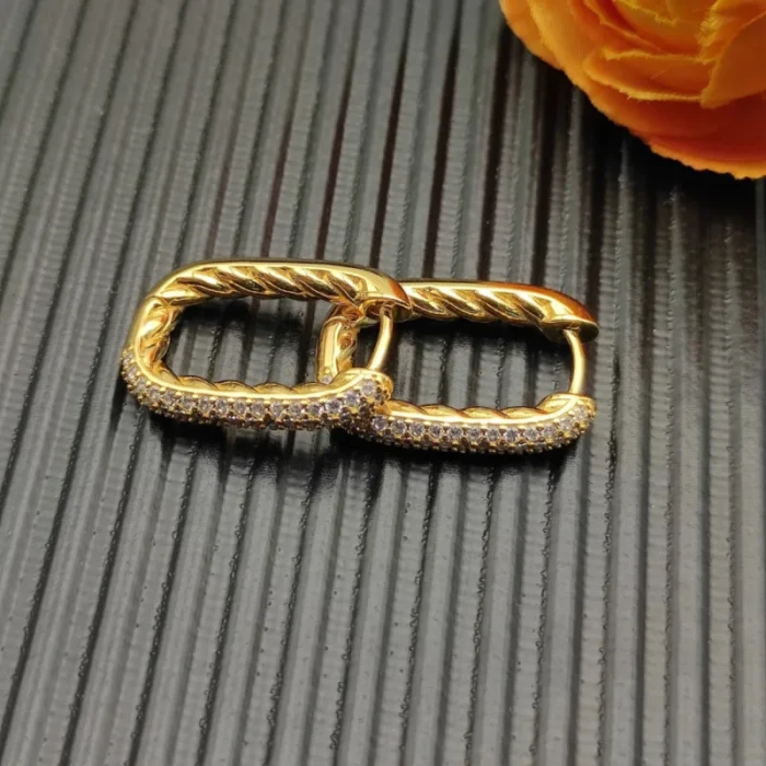 David Yurman Gold 24.3×15.9mm Pavé Hoop Earrings