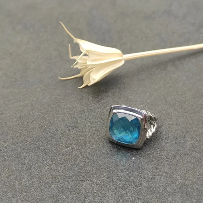 David Yurman 14mm Square Blue Diamond Ring