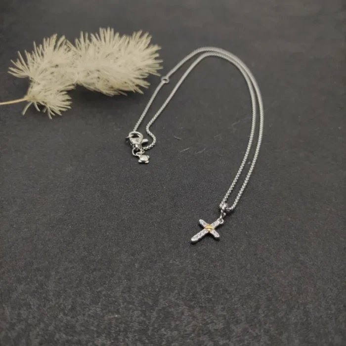 David Yurman Petite X Cross Diamond Necklace, 1.5mm Chain, 45+5cm Adjustable Length