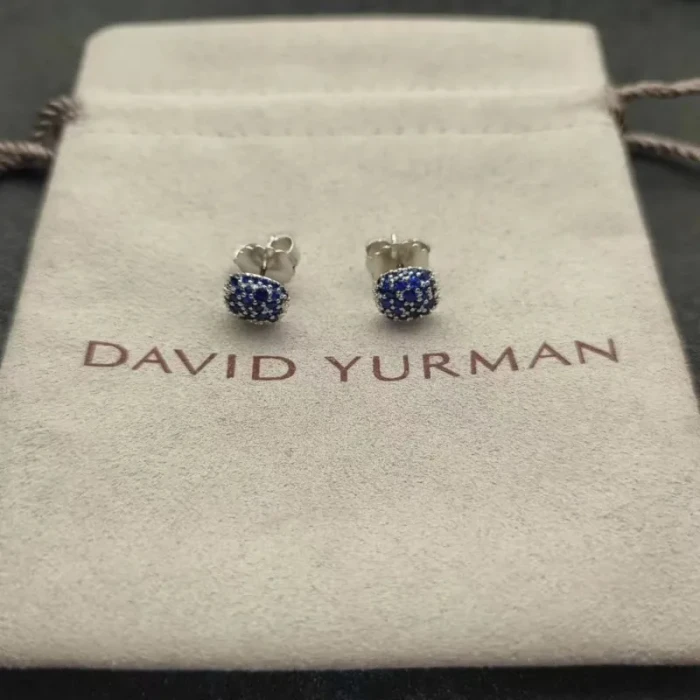David Yurman 8mm Blue Diamond Stud Earrings