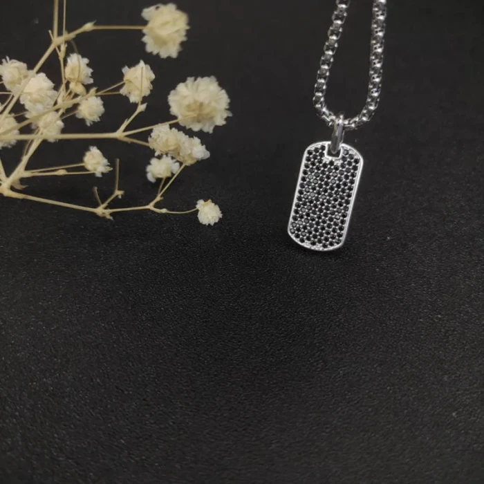 David Yurman Pavé Black Diamond Tag Necklace Multicolor