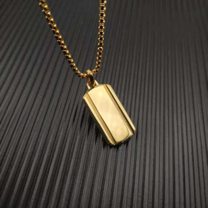 David Yurman Gold Streamlined Rectangular Tag Necklace