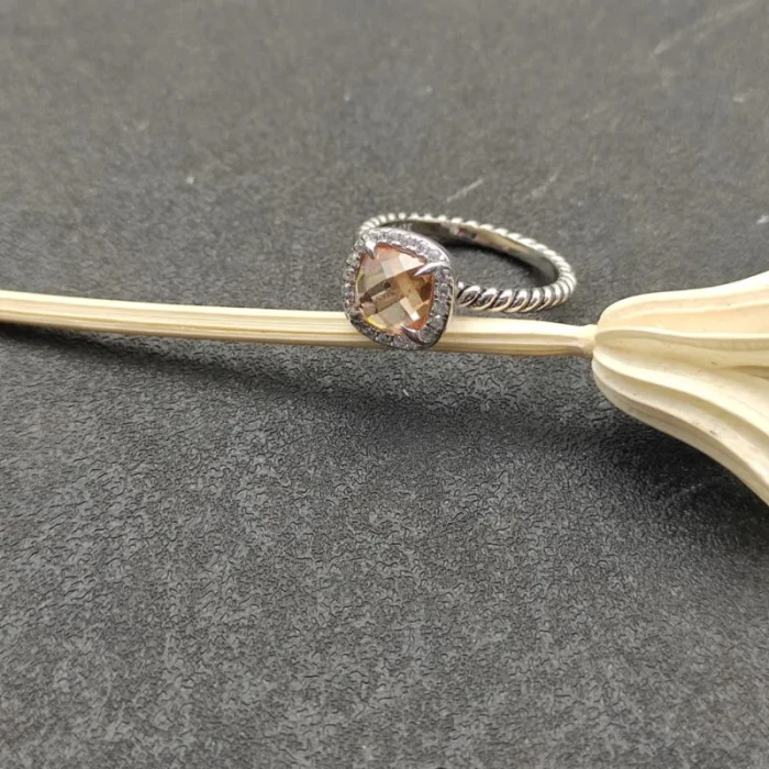 David Yurman Four-Prong Square Champagne Diamond Ring