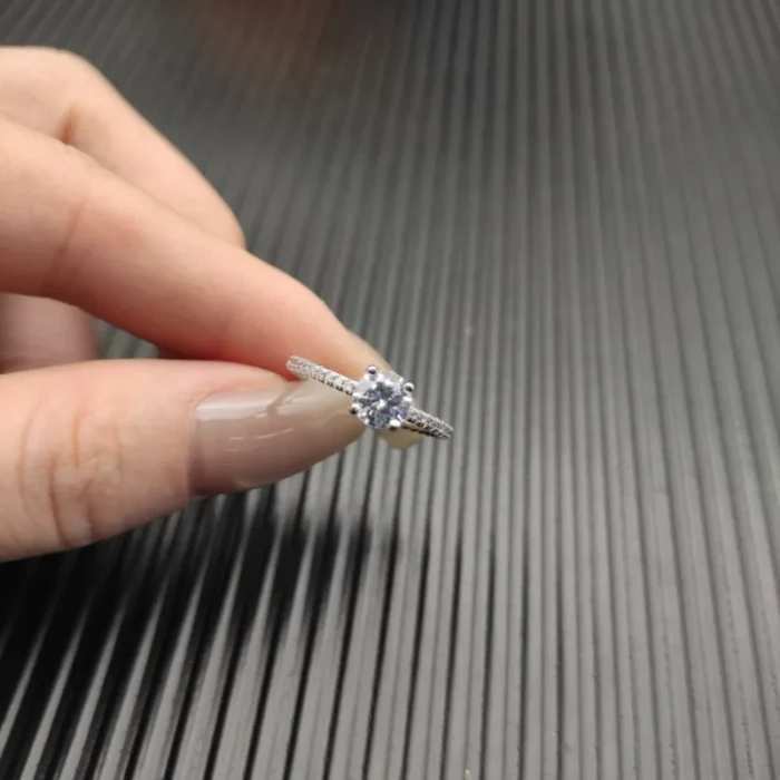 David Yurman 0.7 Carat Four-Prong Diamond Ring with Side Diamonds