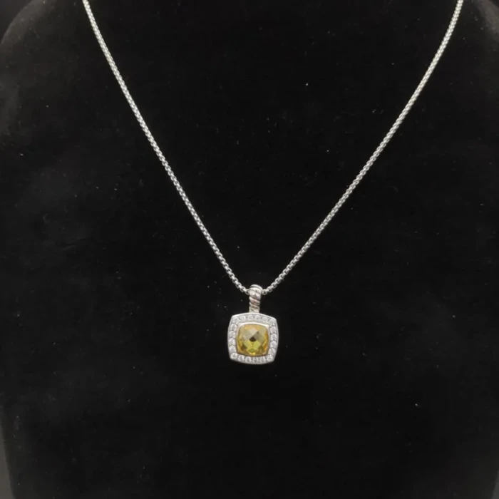 David Yurman 7mm Cushion-Cut Center Stone Necklace Yellow Diamond