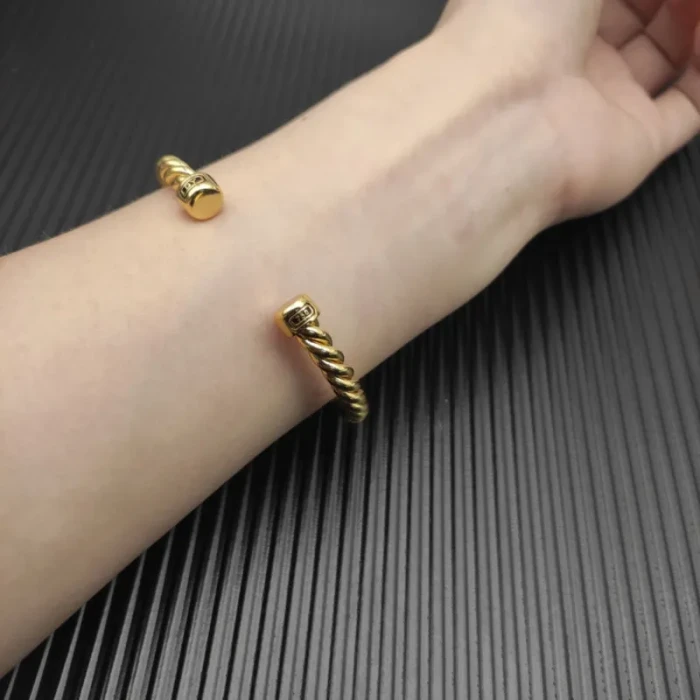 David Yurman 6mm Gold Round-End Cable Cuff Bracelet