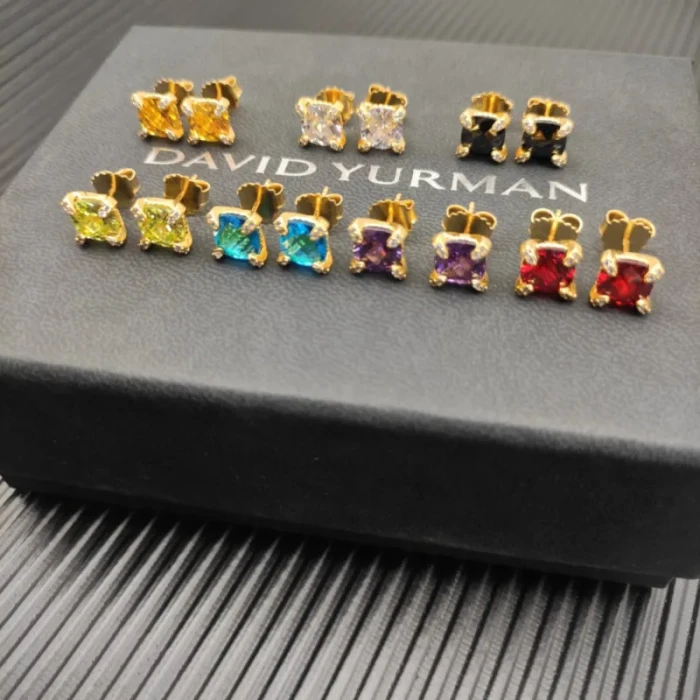 David Yurman 8mm Gold Four-Prong Yellow Diamond Stud Earrings