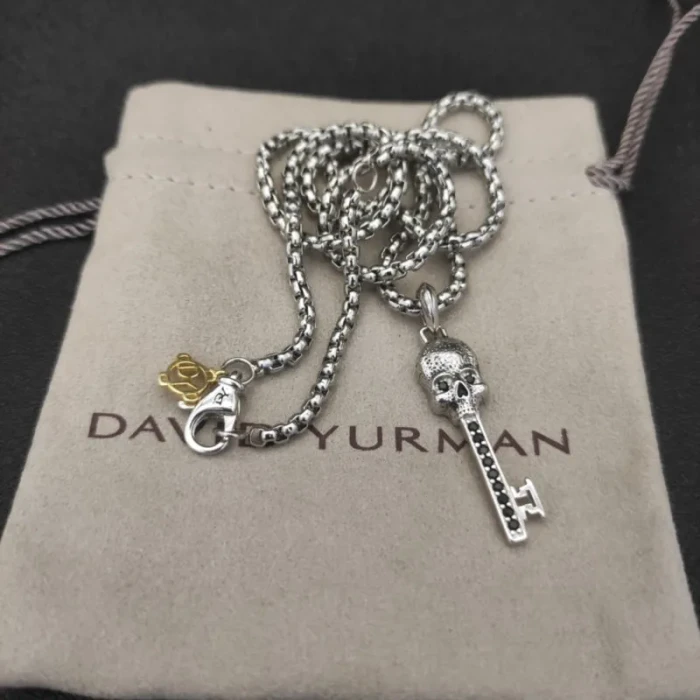 David Yurman Cable Chain Key Pendant Necklace with Sculpted End Cap