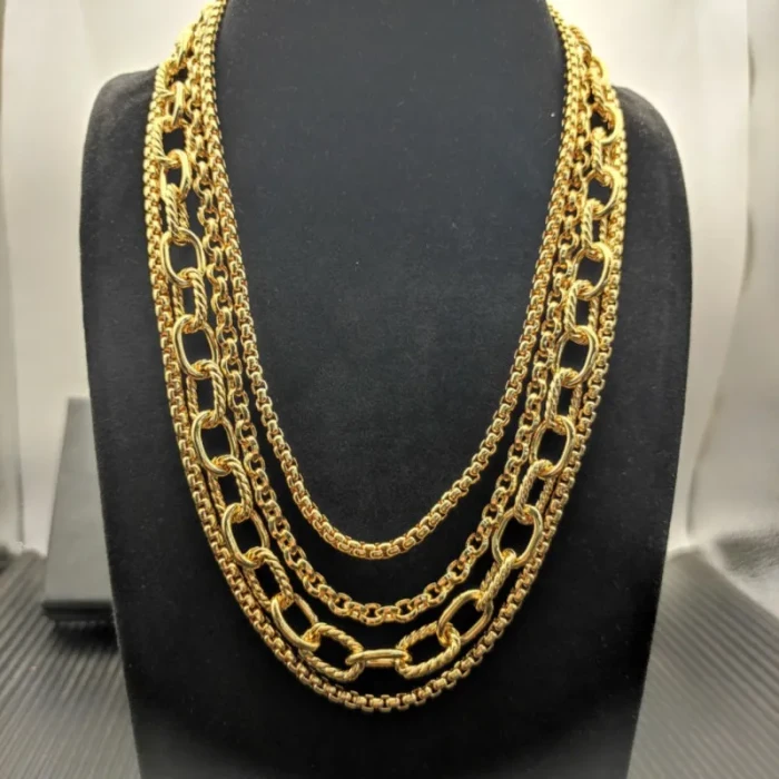David Yurman Gold 29mm Multi-Row Chain Necklace