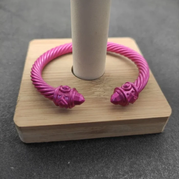 David Yurman 7mm Rose Red Colorful Enamel Cuff Bracelet, Fits Wrist Size 16cm - 20cm