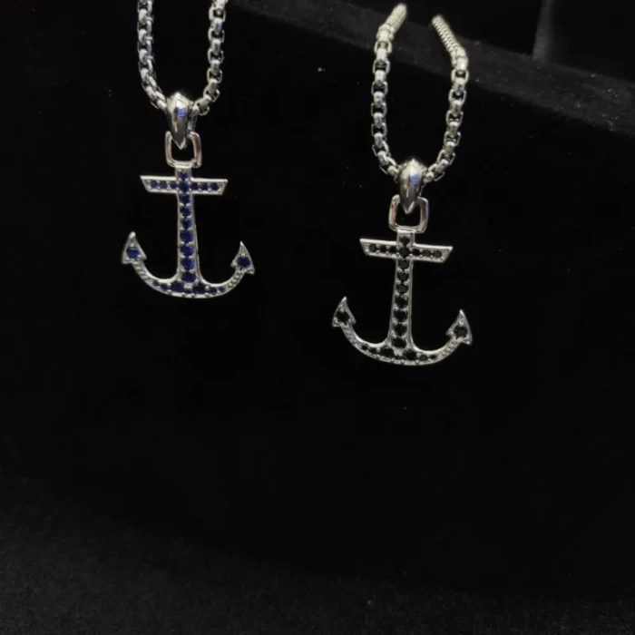 David Yurman Maritime Anchor Blue Diamond Necklace