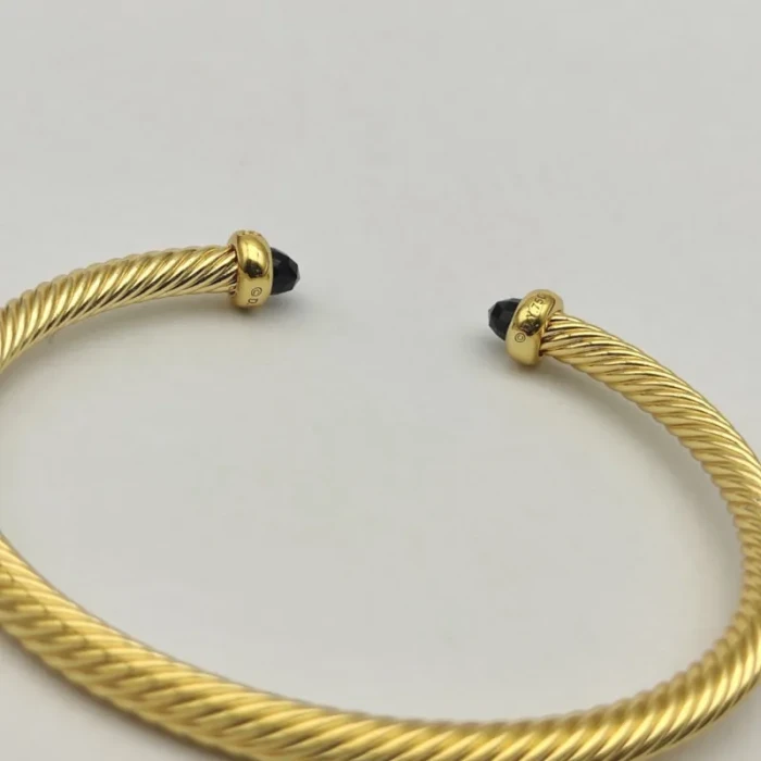 David Yurman 4mm Gold Black Diamond Bangle Bracelet