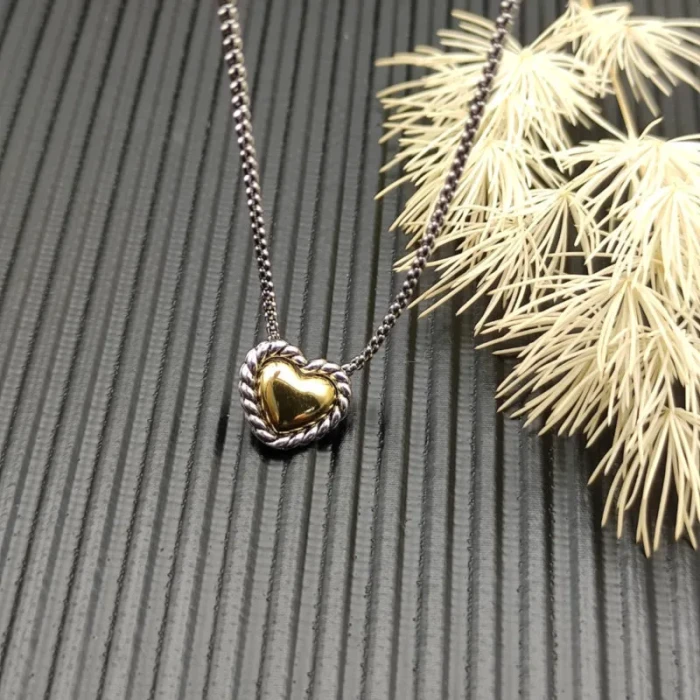 David Yurman Gold and Silver Heart Necklace