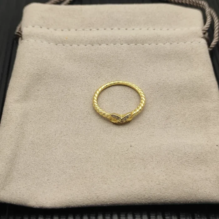 David Yurman 2.2mm Gold Cable X Pavé Diamond Ring