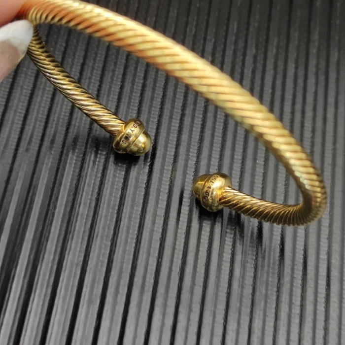 David Yurman 4mm Gold Half Pavé Diamond Bracelet