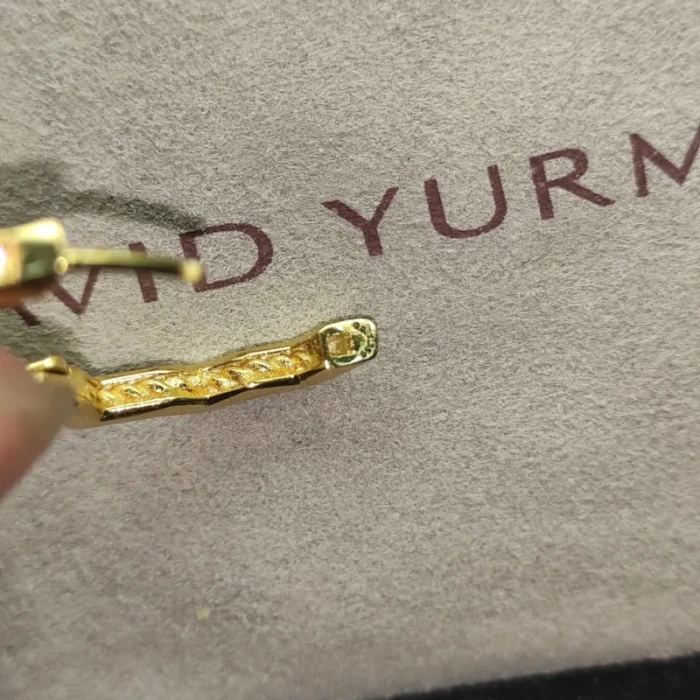 David Yurman 22.8×2.6mm Gold Pavé Hexagon Earrings