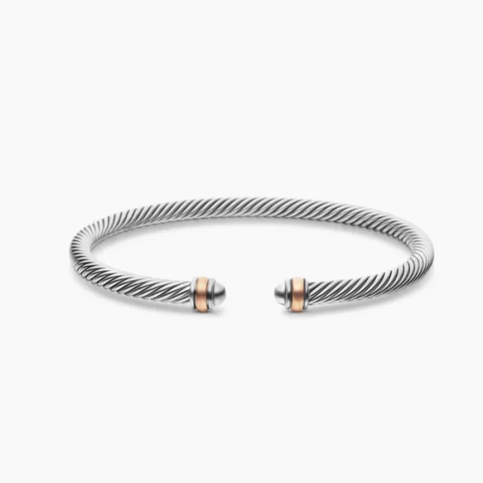 David Yurman 4mm Round-Head Gold and Silver Cuff Bracelet