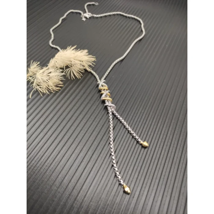 David Yurman Helena Y Necklace with Chain Silver and Gold