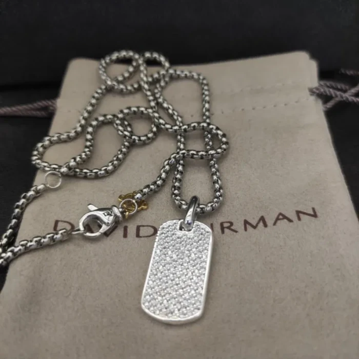 David Yurman Pavé White Diamond Tag Necklace