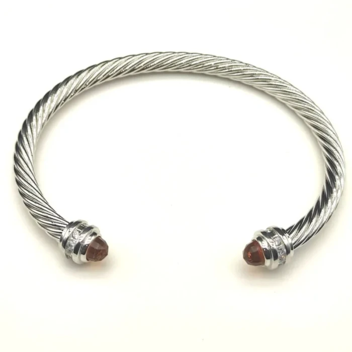 David Yurman 5mm Gemstone Champagne Diamond Station Cuff Bracelet