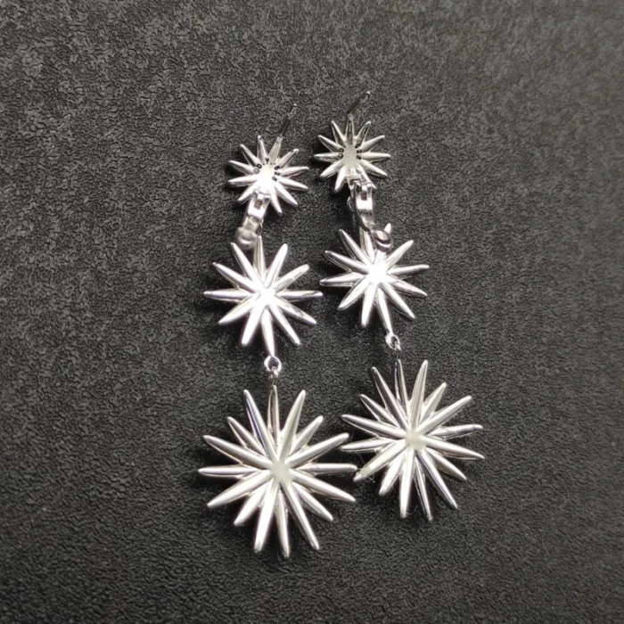 David Yurman Silver Triple Sunflower Earrings, 51mm Length