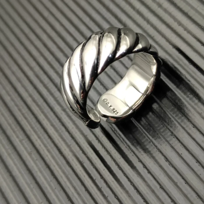 David Yurman Silver-Tone 10mm Diamond Spiral Ring
