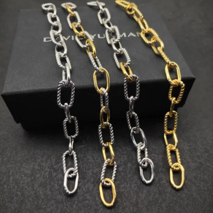David Yurman Madison Chain Multi-Ring Gold and Silver Bracelet, Length 21cm