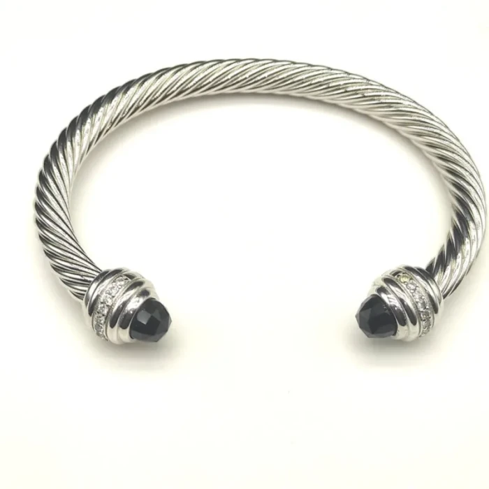 David Yurman 7mm Black Diamond-Set Cable Cuff Bracelet
