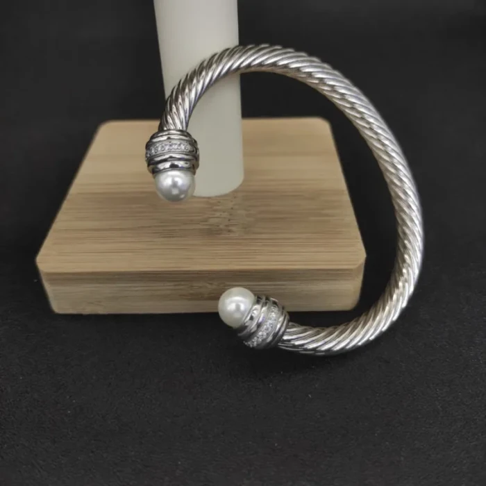 David Yurman 7mm Pearl-Set Cable Cuff Bracelet