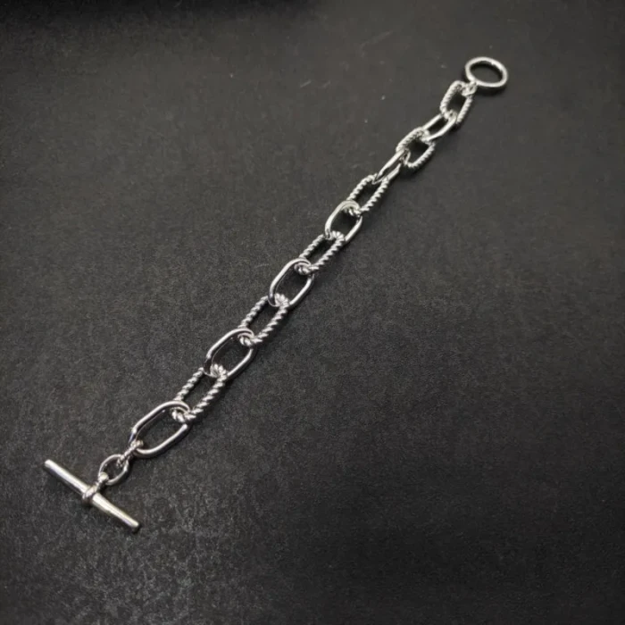 David Yurman Cable Twist Silver Rotating Clasp Bracelet, Length 21cm