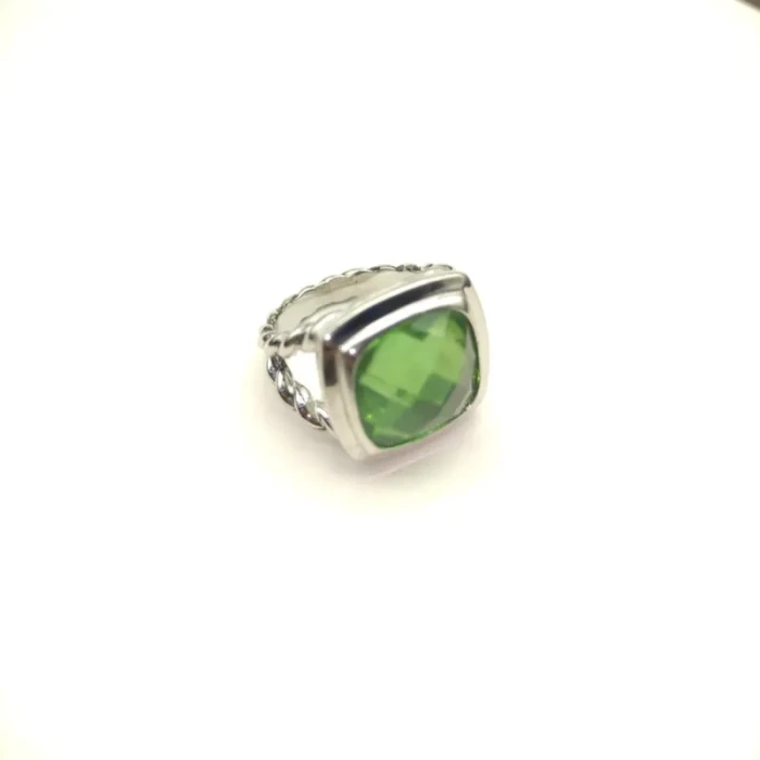 David Yurman 14mm Square Green Diamond Ring