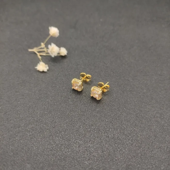 David Yurman 5mm Four-Prong Gold-Set Stud Earrings with Champagne Center Stone and Diamond Accents