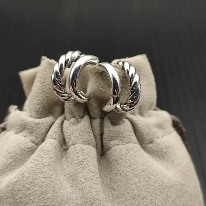 David Yurman Sterling Silver 13.5mm Double Hoop Embrace Earrings