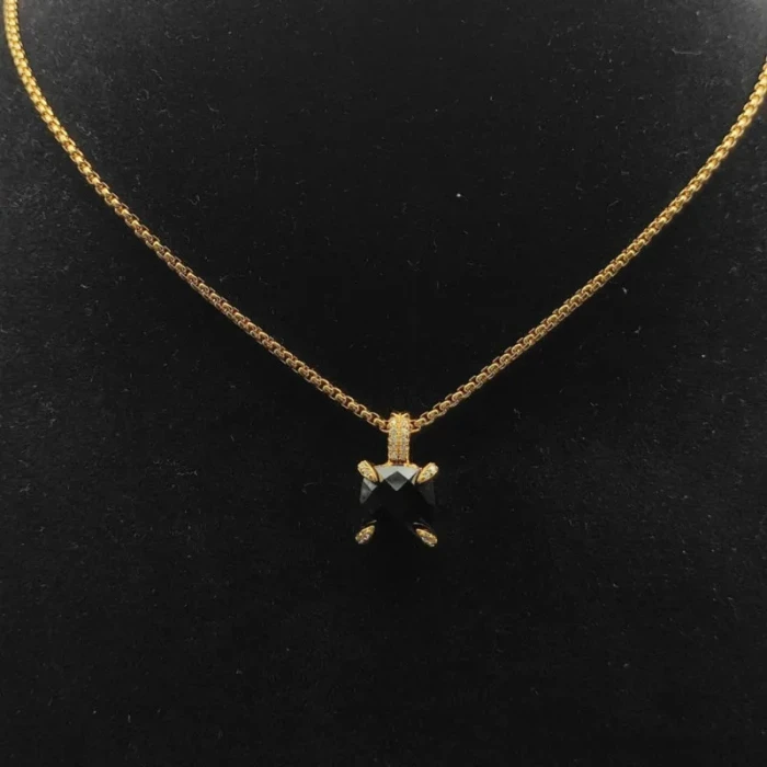 David Yurman 11mm Four-Prong Black Pavé Diamond Necklace