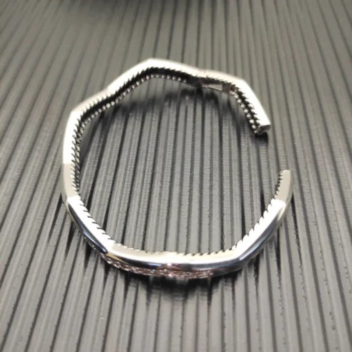 David Yurman Silver 5mm Single Row Diamond Cuff Bracelet