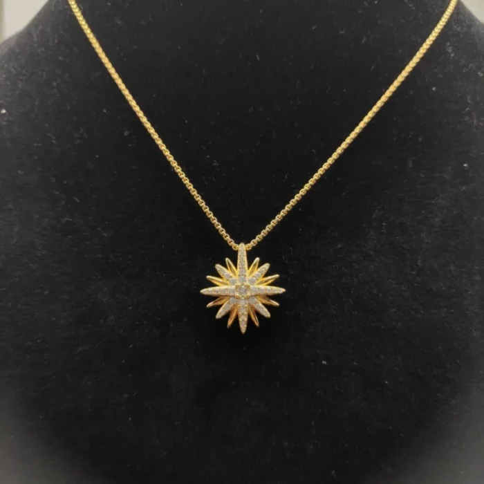 David Yurman Gold 19mm Sunflower Pendant Necklace