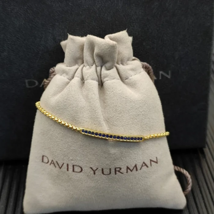 David Yurman 1.7mm Pavé Bar Blue Diamond Bracelet