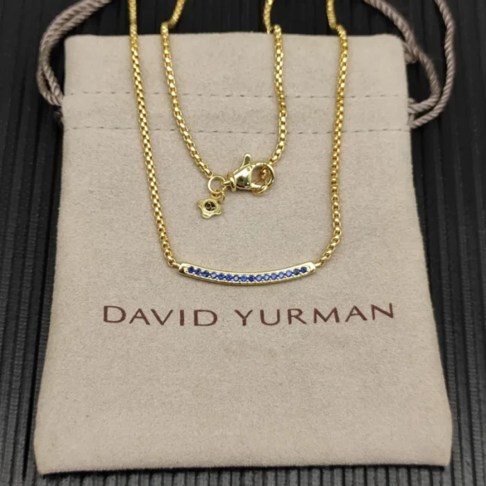David Yurman 1.7mm Pavé Bar Blue Diamond Necklace