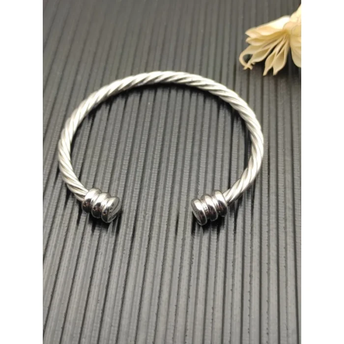 David Yurman Silver 4mm Three-Row Double End Cuff Bracelet