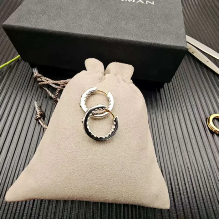 David Yurman Sterling Silver White Diamond Renaissance Cable Earrings