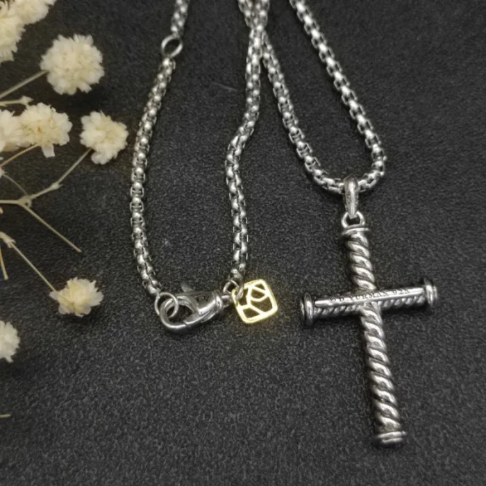 David Yurman Sterling Silver Cross Pendant Necklace