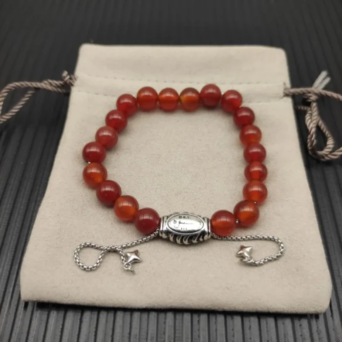 David Yurman 8mm Stretch Red Agate Bracelet