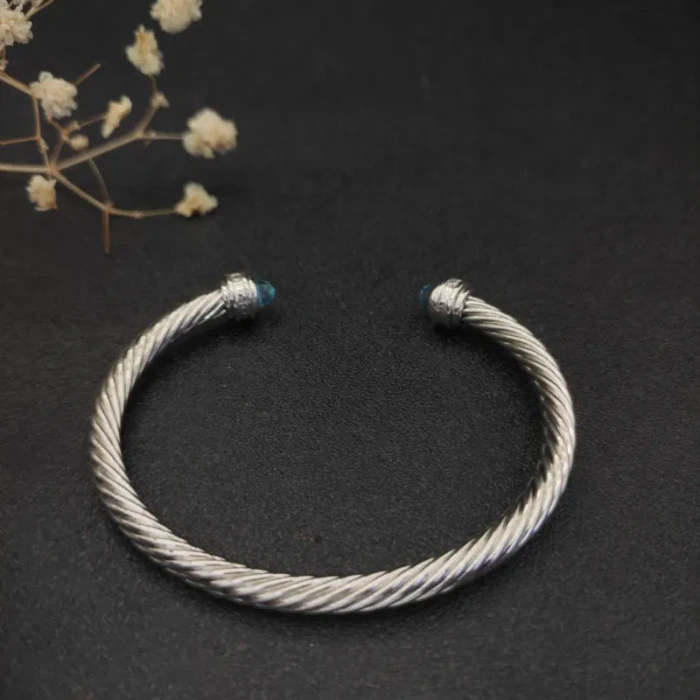 David Yurman 5mm Cable Classics Blue Sapphire End Cuff Bracelet