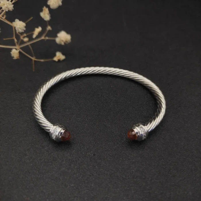 David Yurman 5mm Gemstone Champagne Diamond Station Cuff Bracelet