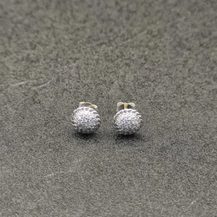 David Yurman 8.6mm Round Silver Pavé Diamond Stud Earrings