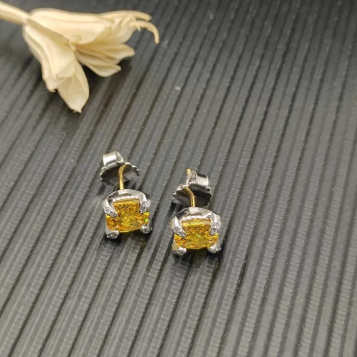 David Yurman 8mm Four-Prong Yellow Diamond Stud Earrings
