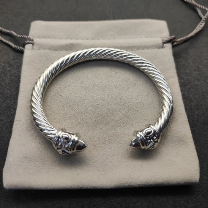 David Yurman 7mm Silver Colorful Enamel Cuff Bracelet, Fits Wrist Size 16cm - 20cm